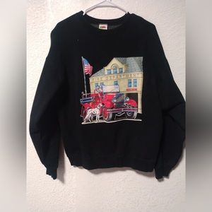 Fruit of the Loom Heavy Vintage Firefighter Graphic Crewneck Sweatshirt Size XL